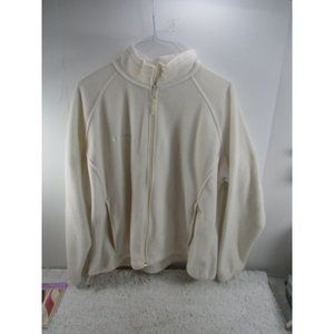 Columbia Sportswear Womens XL White Cream Logo Full Zip Fleece Jacket WW6114